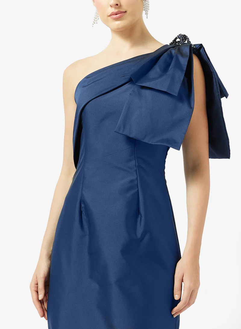 Namshi x  One Shoulder Evening Gown With Statement Bow for Women | Best Price UAE